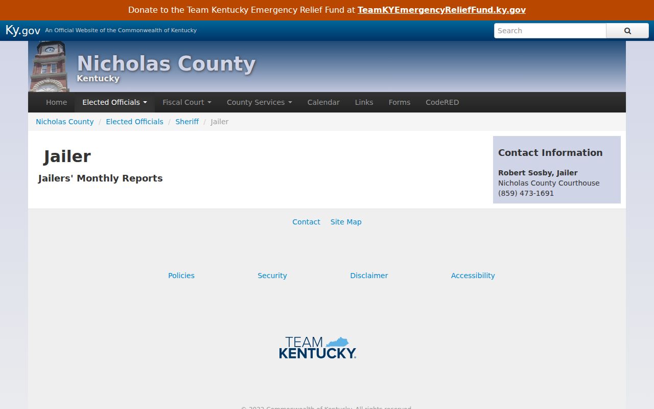 Nicholas County arrest search jailer contact page