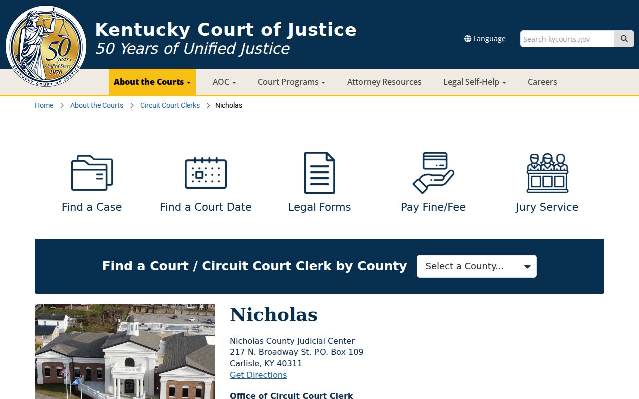 Nicholas County criminal court case information for the Nicholas Judicial Center