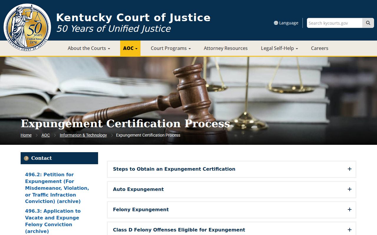 Nicholas County criminal history Kentucky expungement process